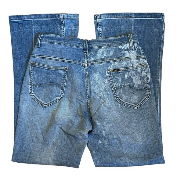 Lee Women’s Sz 27 Vintage 70s Bell Bottom Jeans Cotton USA Made Faded Thrashed - Picture 8 of 16